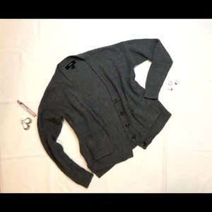 Grey Knit Button Up Cardigan Forever 21 M